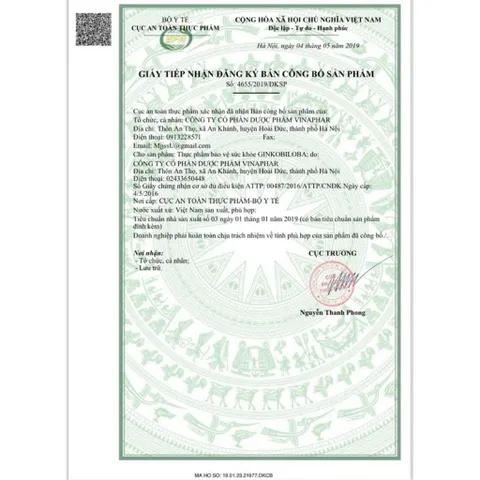 Bổ não GINKO BILOBA 120mg Vinaphar - Hộp 100 viên