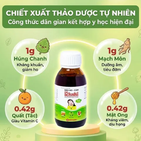 Siro hỗ trợ giảm ho tiêu đờm Ích Nhi Nam Dược (chai 90ml)