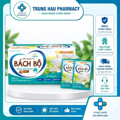 Viên ngậm ho Bách Bộ Mom and Baby - Hỗ trợ giảm ho, tiêu đờm (Túi 6 viên)