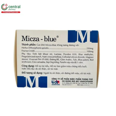 Viên tiểu xanh Micza Blue hộp 100 viên - Giúp lợi tiểu, giảm nguy cơ sỏi tiết niệu, sỏi mật