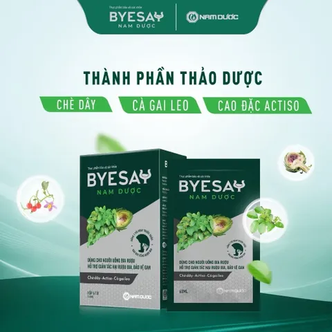 Dung Dịch Byesay Nam Dược - TPBVSK Hỗ Trợ Bảo Vệ Gan, Giảm Tác Hại Của Rượu Bia Đến Gan -  Hộp 6 Túi x 60ml