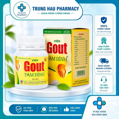 Viên hỗ trợ giảm triệu chứng đau do gút Gout Tâm Bình (60 viên)