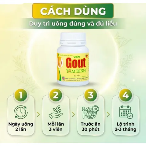 Viên hỗ trợ giảm triệu chứng đau do gút Gout Tâm Bình (60 viên)