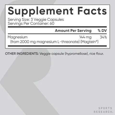 Magnesium L-Threonate 2000mg - Làm dịu hệ thần kinh giảm căng thẳng cải thiện giấc ngủ chính hãng Mỹ
