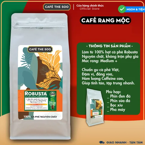 Thùng 2 KG Cà phê HẠT Robusta nguyên chất,  rang mộc 100% Café The Soo