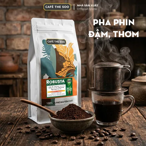 1KG Cà phê HẠT Robusta nguyên chất 100%, rang mộc đậm đà, Café The Soo