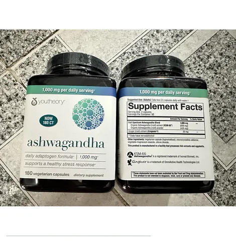 Viên uống Nhân Sâm Ấn Độ Youtheory Ashwagandha 1000 mg - Giảm Tải Stress - Bổ Sung Sức Khỏe - Hỗ Trợ Tích Cực cho Tinh Thần & Cải Thiện Giấc Ngủ