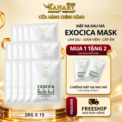 [KOREAN] MẶT NẠ RAU MÁ EXOCICA 28G/MIẾNG – EXOCICA MASK, LÀM DỊU, CẤP ẨM, GIÚP DA MỀM MỊN, PHÙ HỢP DA YẾU VÀ DA NHẠY CẢM
