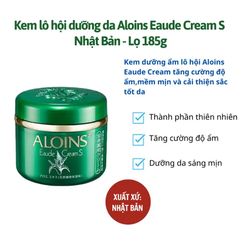 Kem lô hội dưỡng da Aloins Eaude Cream S, dưỡng ẩm, trắng hồng toàn thân Nhật Bản - Lọ 180g