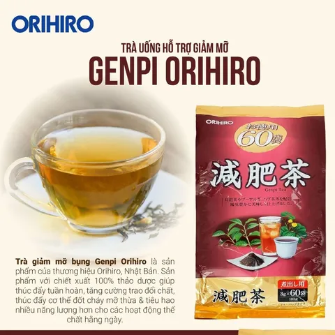 Trà Orihiro Genpi Tea hỗ trợ tiêu hóa Nhật Bản Túi 60 gói