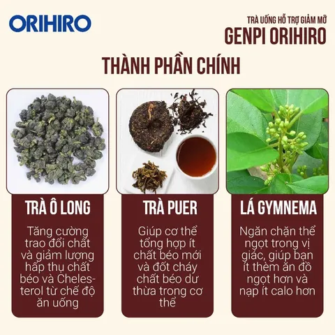 Trà Orihiro Genpi Tea hỗ trợ tiêu hóa Nhật Bản Túi 60 gói