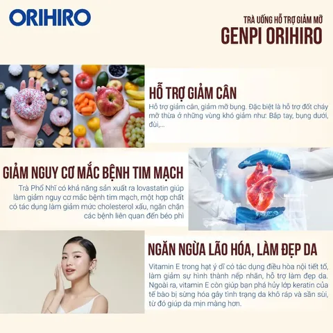 Trà Orihiro Genpi Tea hỗ trợ tiêu hóa Nhật Bản Túi 60 gói