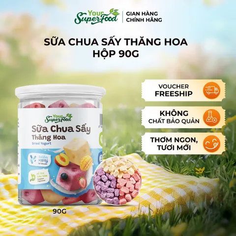 Sữa Chua Sấy Thăng Hoa Ít Đường, Mix 05 Vị, Hũ 90g - Your Superfood