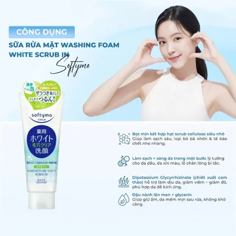 Sữa Rửa Mặt Kose Softymo Dưỡng Trắng Mềm Mịn Da Nhật Bản - Tuýp 150g, 190g