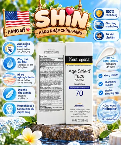 Kem chống nắng chống lão hóa Neutrogena Age Shield Face SPF 70 của Mỹ