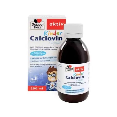 Siro bổ sung canxi cho trẻ em Doppelherz Kinder Calciovin Liquid - Hỗ trợ phát triển xương chắc khỏe và tăng trưởng chiều cao 200ml