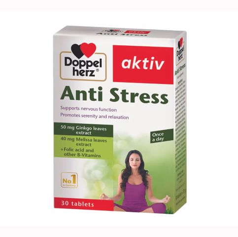 Viên Uống Doppelherz Anti Stress Đức - Hỗ Trợ Giảm Căng Thẳng, Tăng Cường Tập Trung, Chiết Xuất Bạch Quả & Vitamin Nhóm B - Hộp 30 Viên