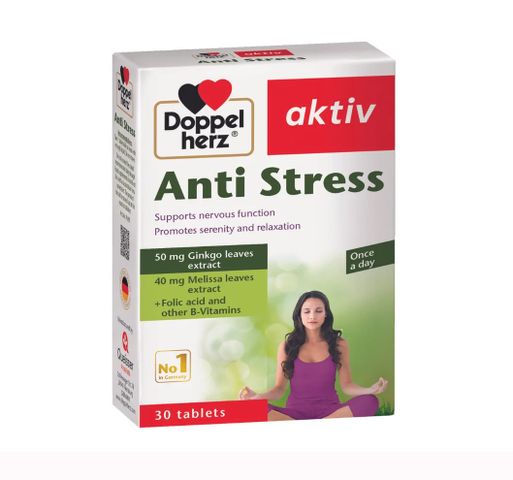 Viên Uống Doppelherz Anti Stress Đức - Hỗ Trợ Giảm Căng Thẳng, Tăng Cường Tập Trung, Chiết Xuất Bạch Quả & Vitamin Nhóm B - Hộp 30 Viên
