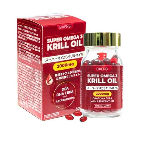 Viên Uống Dầu Nhuyễn Thể Super Omega 3 Krill Oil 2000mg Nhật Bản - Giảm Mỡ Máu, Hỗ Trợ Tim Mạch, 60 Viên