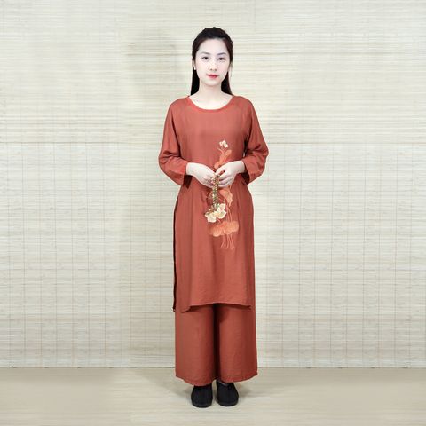 Áo Dài Cách Tân Đi Chùa Hoa Sen - Thiết Kế Hiện Đại, Thanh Lịch - Size S, M, L Cho Nữ Giới Thời Trang Việt Nam