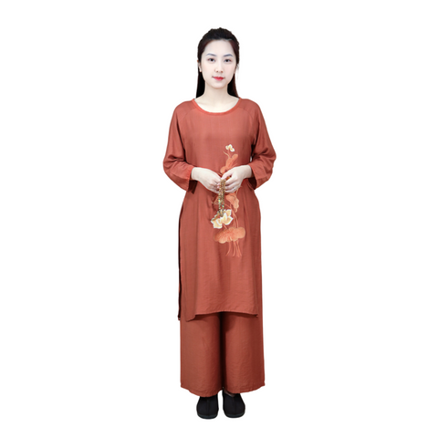 Áo Dài Cách Tân Đi Chùa Hoa Sen - Thiết Kế Hiện Đại, Thanh Lịch - Size S, M, L Cho Nữ Giới Thời Trang Việt Nam