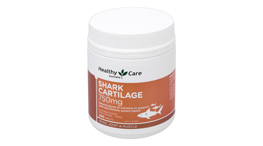 Viên uống Healthy Care Shark Cartilage 750mg - Hỗ trợ sức khỏe xương khớp, giảm đau và viêm khớp, 200 viên nhập khẩu từ Australia