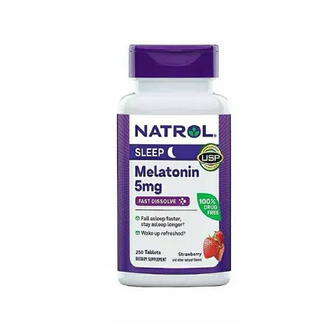 Viên ngậm ngủ ngon Natrol 5mg - Hỗ trợ cải thiện giấc ngủ sâu và chất lượng giấc ngủ - 250 viên Mỹ