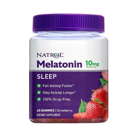 Kẹo Dẻo Hỗ Trợ Ngủ Ngon Natrol Sleep 10mg - Giúp Ngủ Sâu, Tăng Cường Chất Lượng Giấc Ngủ, Hương Vị Dâu Tây Thiên Nhiên