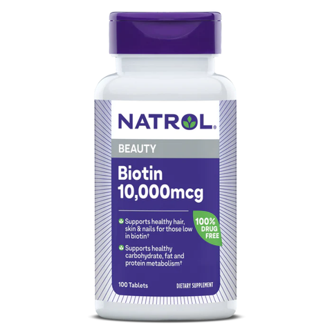 Viên uống Natrol Biotin 10,000mcg Mỹ - Hỗ trợ mọc tóc, Thực phẩm chức năng làm đẹp, 100 viên nang tiện dụng