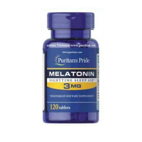 Viên uống hỗ trợ giấc ngủ Puritan's Pride Nighttime Sleep Aid 3mg - 60 viên cải thiện giấc ngủ tự nhiên và giảm căng thẳng.