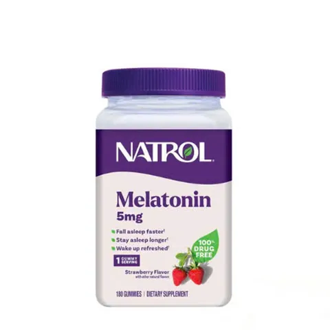 Kẹo dẻo hỗ trợ ngủ ngon Natrol 5mg (180 viên) - Giúp cải thiện giấc ngủ, thư giãn thần kinh, dễ ngủ hơn, hương vị ngon miệng