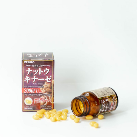 Viên uống Orihiro Nattokinase 2000FU - Hỗ trợ sức khỏe tim mạch, giảm nguy cơ huyết khối, 60 viên nhập khẩu từ Nhật Bản
