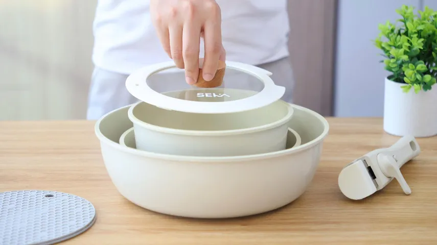 Bộ Nồi Chảo Chống Dính Cán Rời 6 Món Seka SKJ6 - Nhôm Đúc Cao Cấp Tiết Kiệm Năng Lượng, Dễ Vệ Sinh và Phù Hợp Với Mọi Loại Bếp