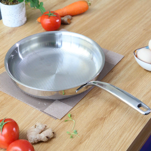 Chảo Inox Nông Lòng Vân Kim Cương Seka 3 Lớp Chống Dính - Bếp Từ, Chiên Xào Hiệu Quả, An Toàn Cho Sức Khỏe