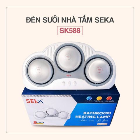 Đèn Sưởi Nhà Tắm 3 Bóng Hồng Ngoại Seka SK588 - Công Suất 825W, Ấm Nhanh, Thiết Kế Gọn Nhẹ, Phù Hợp Với Mọi Không Gian Tắm