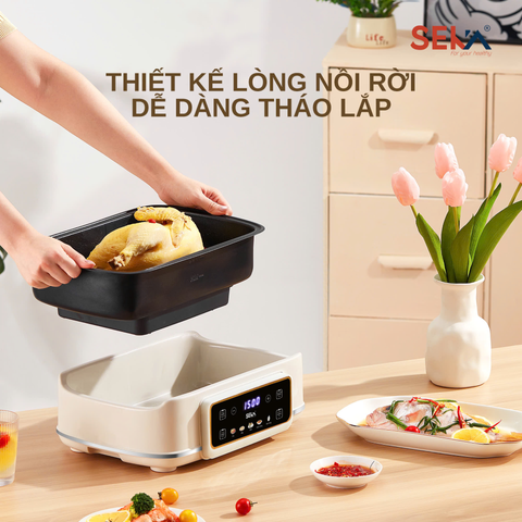 Nồi lẩu hấp 3 tầng đa năng Seka SK6620 - Thiết kế linh hoạt, công suất 1500W, nấu lẩu & hấp thực phẩm tiện lợi, cho bữa tiệc hoàn hảo.