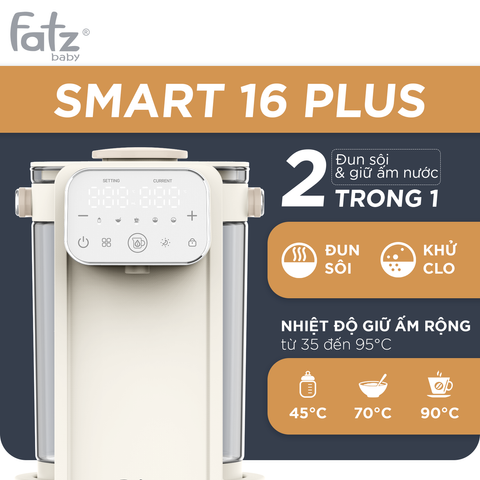 Máy Đun Hâm Nước Pha Sữa Fatzbaby Smart 16 Plus FB3870HB - Dung Tích 2L, Điều Chỉnh Nhiệt Độ Chính Xác, Tiện Lợi Cho Mẹ Bỉm