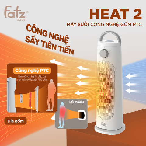 Máy Sưởi Gốm PTC Fatzbaby Heat 2 FB8185EA 2000W - Sưởi Ấm Nhanh, Tiết Kiệm, An Toàn Với Cảm Biến Chống Nghiêng Và Thiết Kế Xoay Linh Hoạt