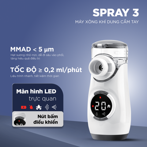 Máy xông khí dung cầm tay Fatzbaby Spray 3 MY-135B - Hỗ trợ hô hấp, Siêu mịn, Tiện lợi cho trẻ em và người lớn