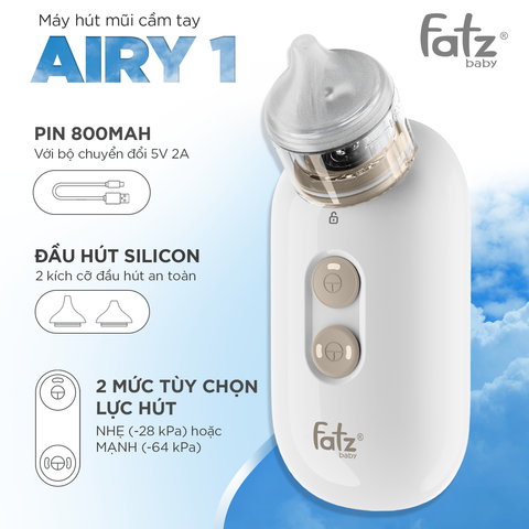 Máy Hút Mũi Cầm Tay Fatzbaby Airy 1 NC007 - Lực Hút Mạnh, Độ Ồn Thấp, Pin Sạc 800mAh Cho Bé Thở Dễ Dàng Hơn