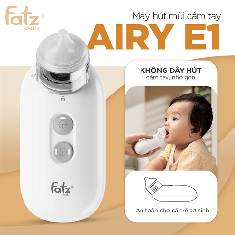 Máy Hút Mũi Cầm Tay Fatzbaby Airy E1 NC006 - Hút Mũi Linh Hoạt Cho Trẻ Sơ Sinh, Dùng Pin AA, Tiện Lợi Mang Theo, Êm Ái, An Toàn