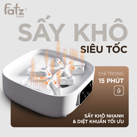 Máy Tiệt Trùng Bình Sữa Fatzbaby Sumo 7 Plus FB4935VN - Công Nghệ Hơi Nước Sấy Khô Siêu Tốc, Cao Cấp, Tiện Dụng, Đến 8 Bình Sữa