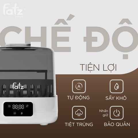Máy Tiệt Trùng Bình Sữa Fatzbaby Sumo 7 Plus FB4935VN - Công Nghệ Hơi Nước Sấy Khô Siêu Tốc, Cao Cấp, Tiện Dụng, Đến 8 Bình Sữa