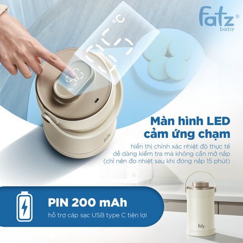 Bình Giữ Lạnh Bảo Quản Sữa Di Động Fatzbaby Cooler 1 FB0156BT - Dung Tích 2L, Giữ Lạnh 23 Giờ, Thích Hợp Cho Bé
