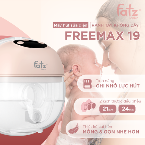 Máy Hút Sữa Điện Không Dây Fatzbaby Freemax FB1285MX - Thiết Kế Siêu Mỏng, 4 Chế Độ Hút Thông Minh, Sạc USB Tiện Lợi