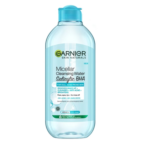 Nước Tẩy Trang Garnier Micellar Cleansing Water Salicylic BHA 400ml - Cho Da Dầu Mụn, Làm Sạch Sâu, Không Gây Kích Ứng