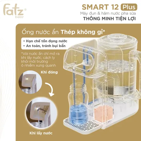 Máy Đun và Hâm Nước Pha Sữa Fatzbaby Smart 12 Plus FB3824TN - Dung Tích 2L, Chức Năng Khử Clo, Giữ Nhiệt Tối Ưu Cho Bé