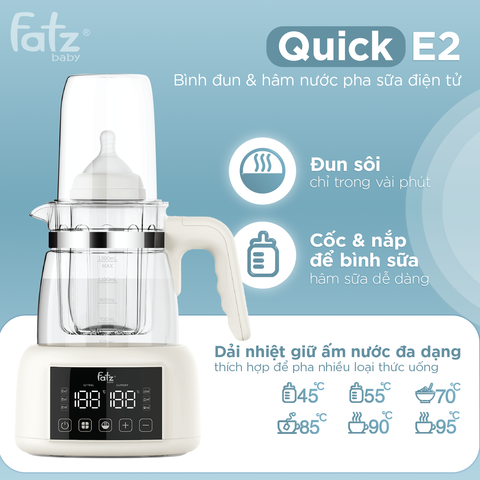Máy Đun và Hâm Nước Pha Sữa Điện Tử Fatzbaby Quick E2 FB3507HB - Tiện Lợi, 5 Mức Nhiệt, Đun Siêu Tốc, Cho Bé An Toàn