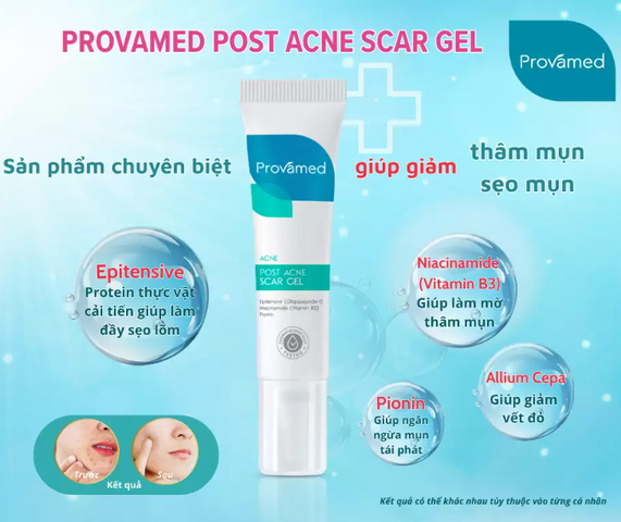 Gel Bôi Provamed Post Acne Scar Gel 10g - Hỗ Trợ Giảm Thâm, Sẹo Mụn, Tái Tạo Da Nhạy Cảm, Làm Mờ Vết Thâm Và Phục Hồi Da Mịn Màng.