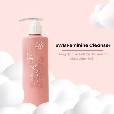 Dung dịch vệ sinh phụ nữ 3WB Feminine Cleanser 180ml - Giúp làm sạch nhẹ nhàng, duy trì cân bằng tự nhiên, thoáng mát hằng ngày
